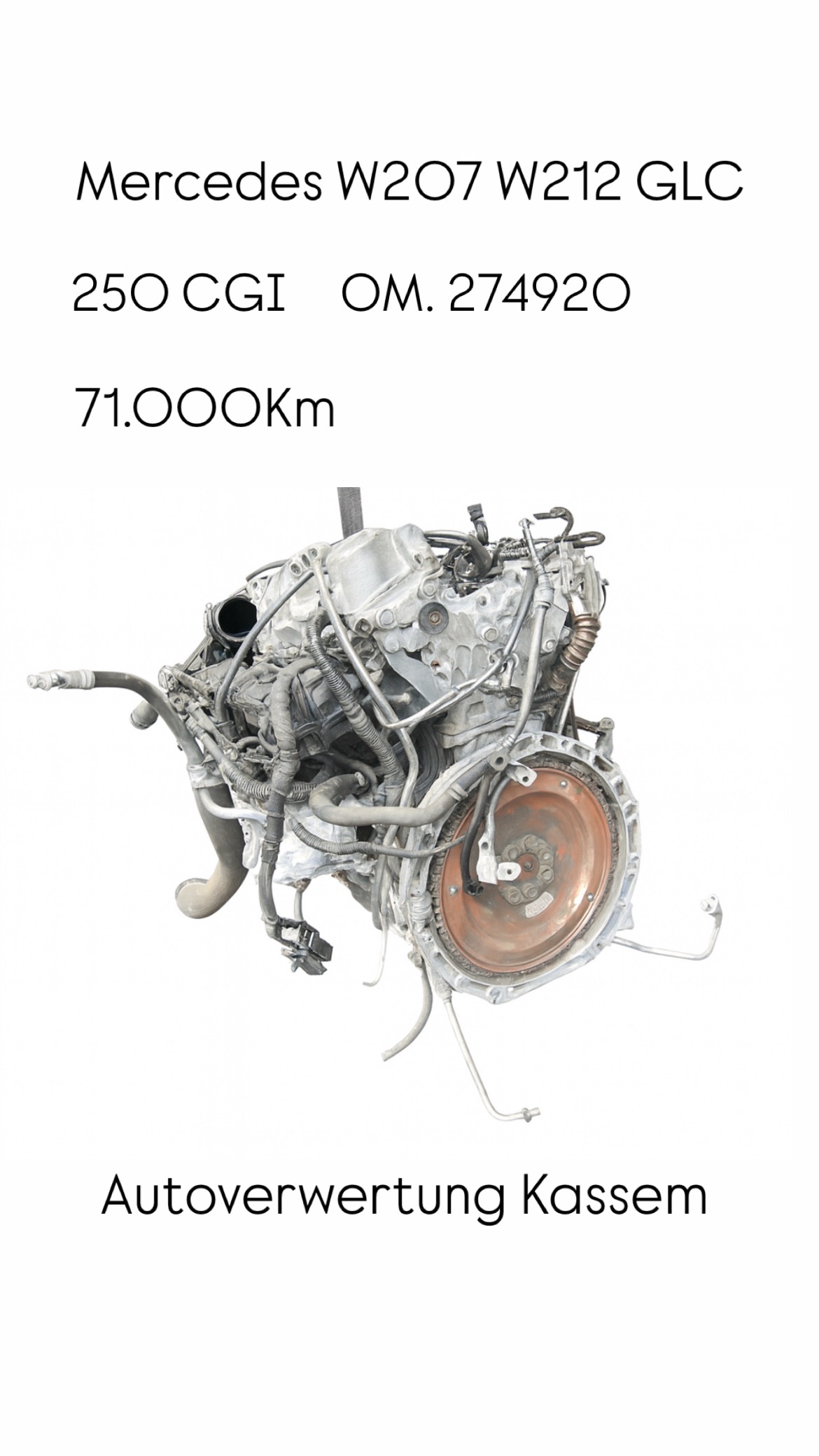 Mercedes W205 W207 GLC W253 250 CGI MOTOR KOMPLETT ( 71.154km)